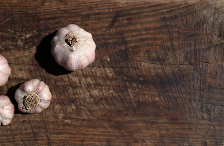 Garlic, Vegetables, Wood texture, Korean Food Ingredientsの写真素材