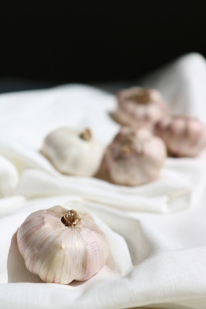 Garlic, Vegetables, Wood texture, Korean Food Ingredientsの写真素材