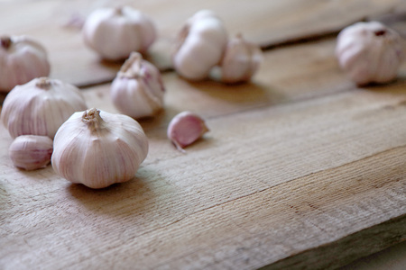 Garlic, Vegetables, Wood texture, Korean Food Ingredientsの写真素材
