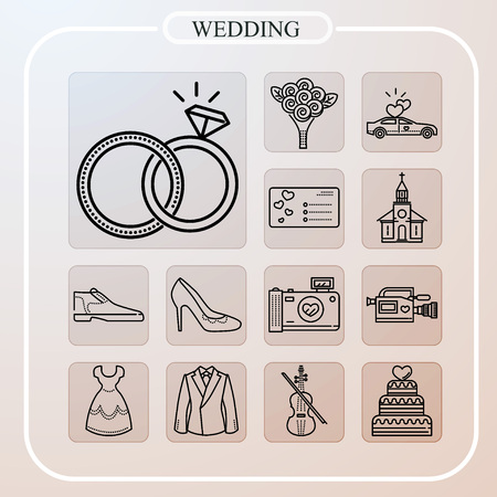 wedding, marriage, love, line icon, illustrationのイラスト素材