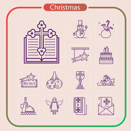 christmas, holiday, event, party, line icon, mobile icon, illustrationのイラスト素材