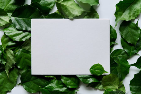 a frame made of green leavesの写真素材