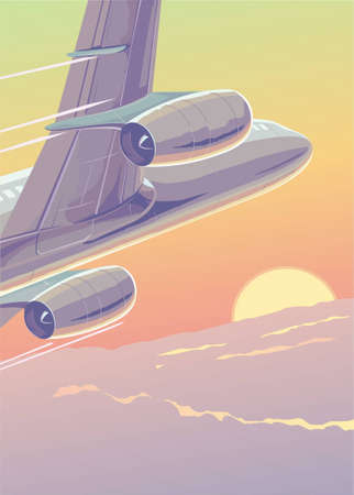 After clouds. A reactive airliner dissects a transcendental height.のイラスト素材