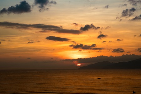 A colourful sunrise over the south China sea of the coast of Vietnam.の写真素材