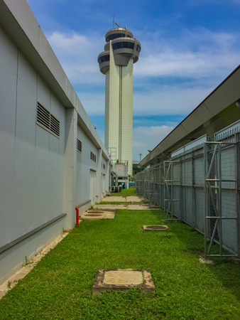 Vietnam Ho Chi Minh international airport control tower new construction 70 meter tall air tower.の写真素材