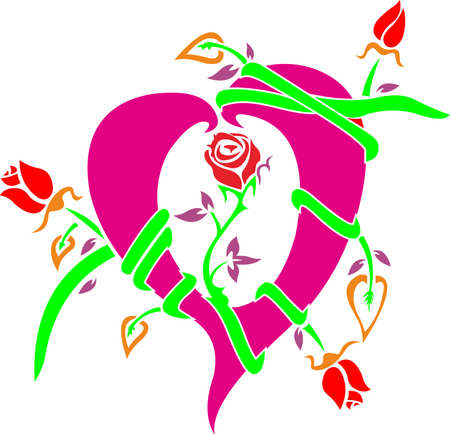 Rose heart Disappointed with love to love you on one sideのイラスト素材
