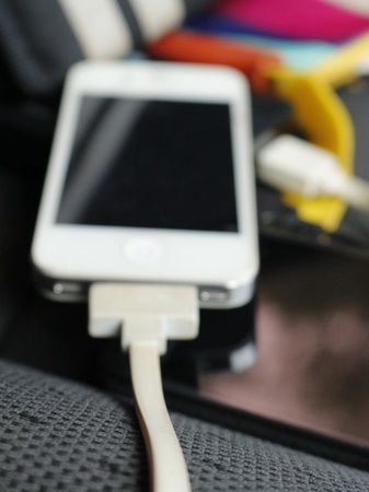 blurry Close-up of smartphonel on chargeの写真素材