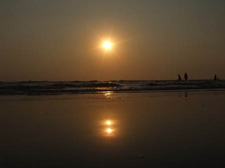 Sunset on the beachの写真素材