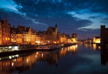 old town by nightの写真素材