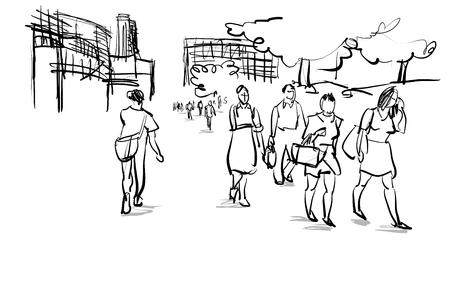 people life in city illustrationの写真素材