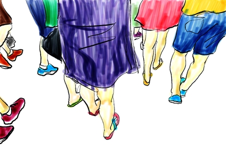 people life in city illustrationの写真素材
