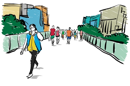 people life in city illustrationの写真素材