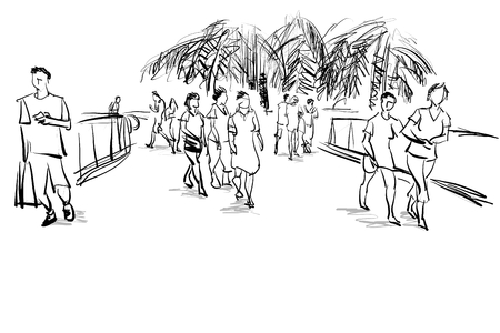 people life in city illustrationの写真素材