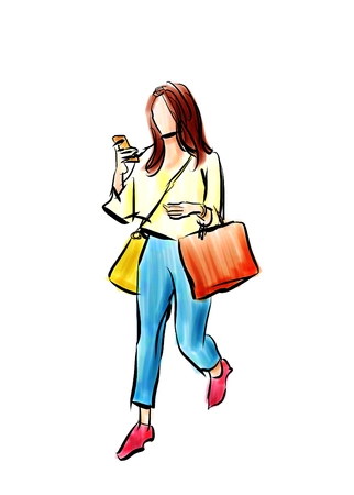 people life in city illustrationの写真素材