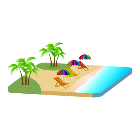 2.5d Sandy Beach Vector Element With Swimming Pool.のイラスト素材
