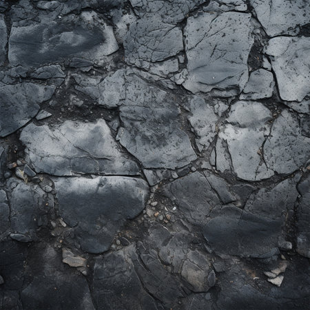 Black cracked asphalt background. Grunge texture of cracked asphalt.の写真素材