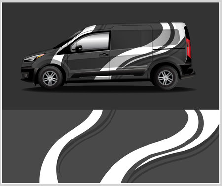 Car decal wrap design vector. Graphic abstract stripe racing background designs for vehicle, race car, rally, adventure and liveryのイラスト素材