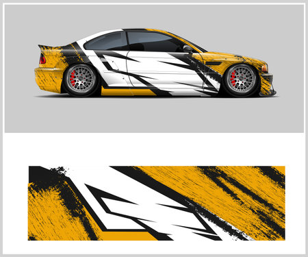 Car wrap decal graphic design vector. Graphic abstract stripe racing background kit designs for vehicle, race car, rally, adventure and livery - Vectorのイラスト素材