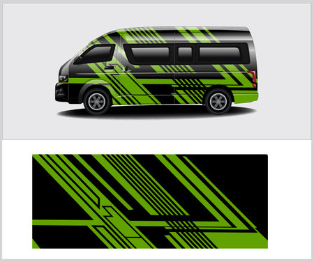 Van car wrap design vector, Graphic abstract stripe racing car decal wrap design vectorのイラスト素材