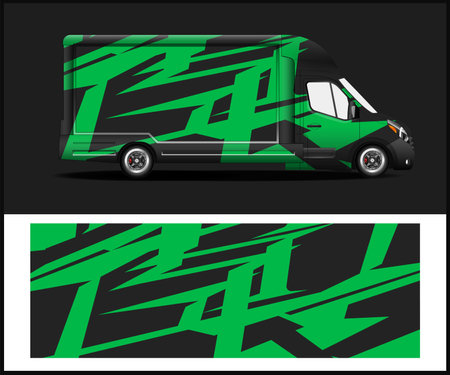 Cargo van wrap design vector, Car decal wrap design vectorのイラスト素材