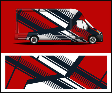 Truck Car Wrap Design Vector. Graphic abstract background for vehicle brandingのイラスト素材