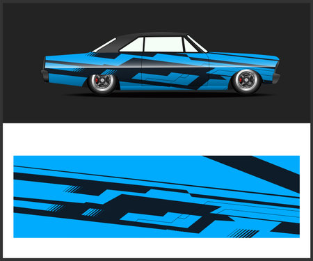 Car wrap decal design and sports car decal wrap design vectorのイラスト素材