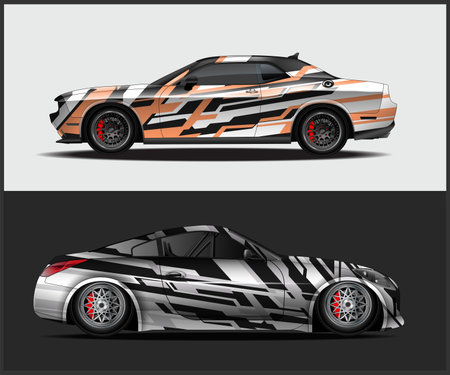 Car decal wrap design vector. Graphic abstract racing background kit designs for vehicle, race car, rally, adventure and livery - Vectorのイラスト素材
