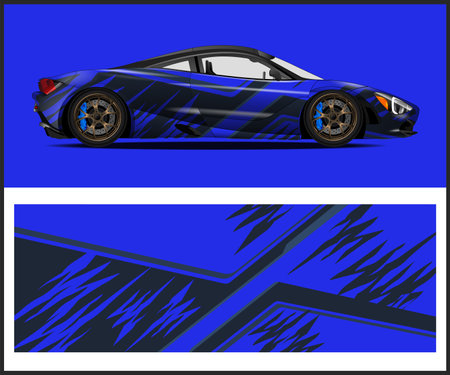 Sport car wrap design vector. Graphic abstract racing background design for vehicle, race car, rally, adventure and liveryのイラスト素材
