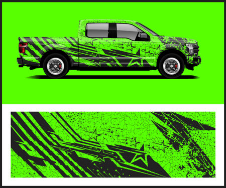 Truck decal wrap design vector. Graphic abstract stripe designs for vehicle vinyl stickersのイラスト素材