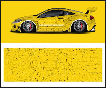 Abstract Race car wrap sticker design vector. Graphic abstract racing car wrap sticker design.のイラスト素材