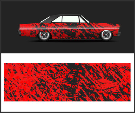 Car decal wrap design vector. Graphic abstract stripe racing background designs for vehicle, race car, rally, adventure and livery - Vectorのイラスト素材