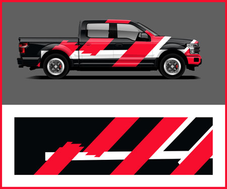 Truck decal wrap design vector. Graphic abstract stripe designs for vehicle, race car, rally, adventure and liveryのイラスト素材