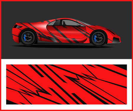 Sport car wrap decal design vector. Graphic abstract stripe racing background design template vectorのイラスト素材