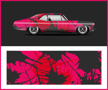 Car wrap decal design vector. Graphic abstract stripe racing background designs template vectorのイラスト素材