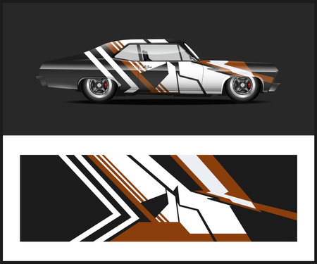 Car decal wrap design vector design. Graphic abstract stripe racing background designs for vehicle, race car, rally, adventure and livery - Vectorのイラスト素材