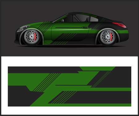 Car wrap decal and sticker design. Abstract stripe racing background designs for vehicle, race car, rally, adventure and liveryのイラスト素材