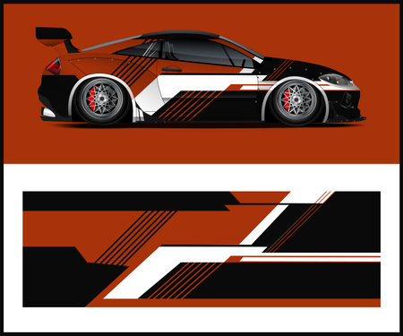 Abstract Race car wrap design vector background for vehicle vinyl stickers, race car wrap, t-shirt print, and other usesのイラスト素材