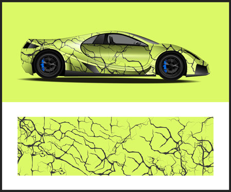 Sport car wrap decal design vector. Graphic abstract background for vehicle vinyl stickers.のイラスト素材