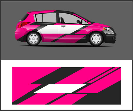 Car decal wrap design vector. Graphic abstract stripe racing background designs for vehicle, race car, rally, adventure and liveryのイラスト素材