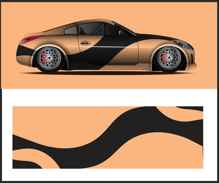 Sport car wrap design vector. Graphic abstract background design for vehicle vinyl stickers.のイラスト素材