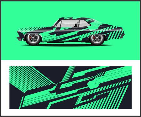 Sport car decal wrap design vector. Graphic abstract stripe racing background designs template vectorのイラスト素材