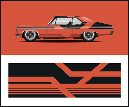 Sport car racing wrap design vector. Graphic abstract background design for vehicle vinyl stickers.のイラスト素材