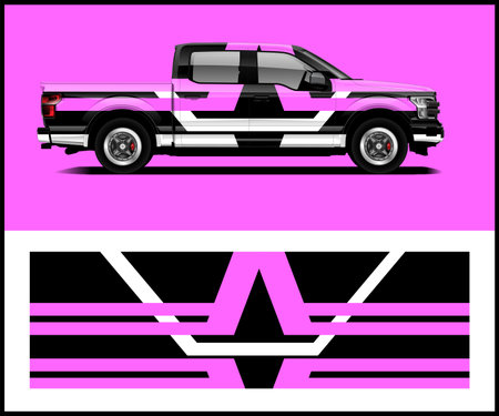 Sport car wrap decal design vector. Graphic abstract stripe racing background kit design vectorのイラスト素材