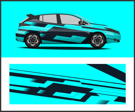 Sport car decal wrap design vector. Graphic abstract racing car decal wrap design vector.のイラスト素材