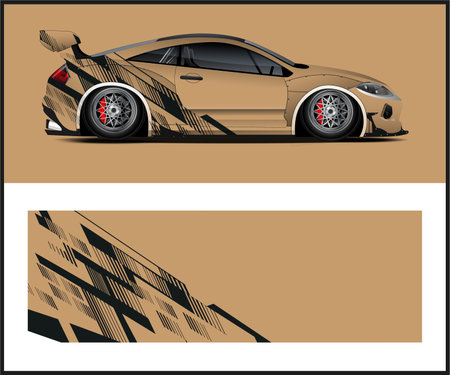 Sport car wrap design vector. Graphic abstract racing background design for vehicle wrap branding.のイラスト素材