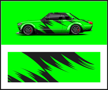 Sport car decal wrap design vector. Graphic abstract stripe racing background designs for vehicle, race car, rally, adventure and livery - stock vectorのイラスト素材