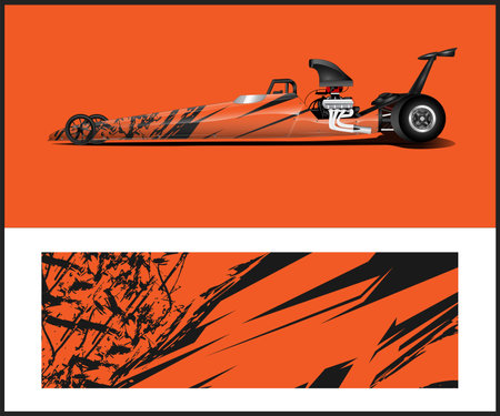 Racing car wrap design vector template. Abstract Race car wrap design for vehicle branding.のイラスト素材