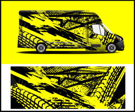 Truck decal wrap design vector. Graphic abstract stripe designs for vehicle vinyl stickersのイラスト素材