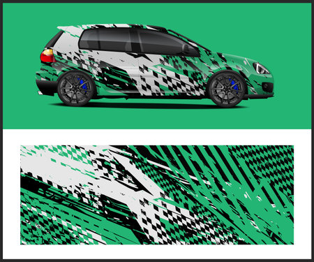 Racing car wrap design vector. Graphic abstract racing car wrap design vectorのイラスト素材