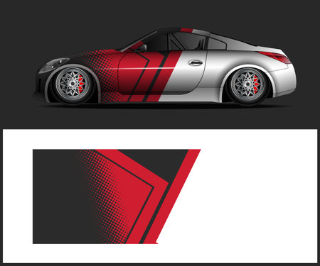Sport car wrap decal design vector and sports car decal wrap design vectorのイラスト素材
